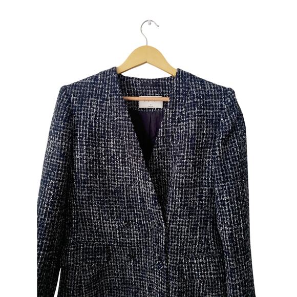Babaton Kilburn Double Breasted Metallic Tweed Blazer Blue Size 6 - Picture 3 of 11